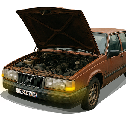 Изображение автомобиля c горящими фарами