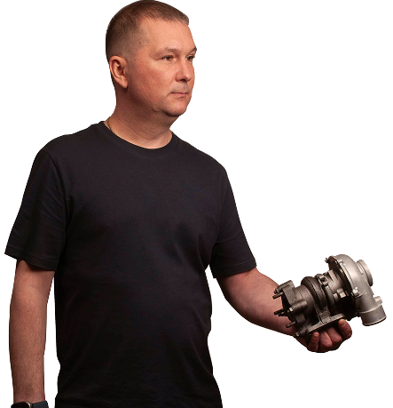 Изображение Петра с турбиной в руках